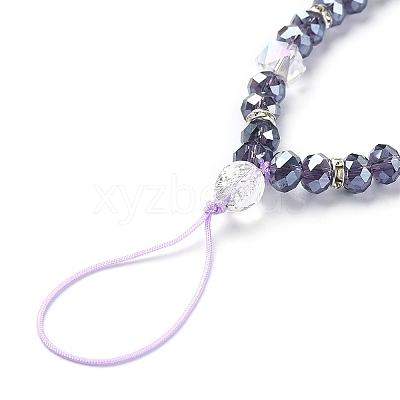 Rondelle Glass & Polymer Clay Rhinestone Beads Phone Hand Strap Chains HJEW-YW0001-05A-1