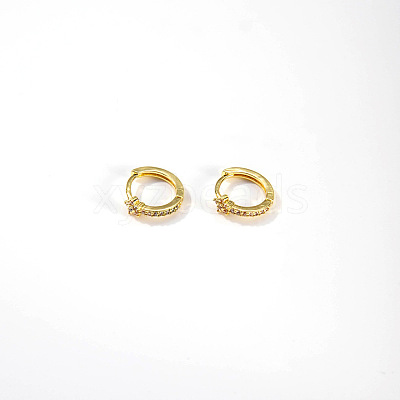 Brass Micro Pave Clear Cubic Zirconia Hoop Earrings FS-WG60F71-01-1