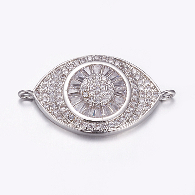 Brass Micro Pave Cubic Zirconia Links ZIRC-F082-05P-RS-1