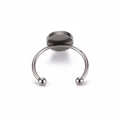Tarnish Resistant 201 Stainless Steel Cuff Pad Ring Settings STAS-S080-042C-P-1