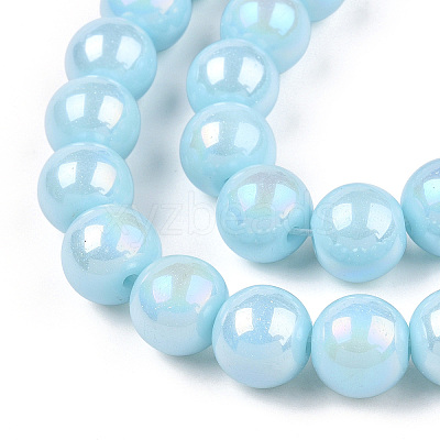 Electroplate Opaque Glass Beads Strands GLAA-T032-P10mm-AB10-1