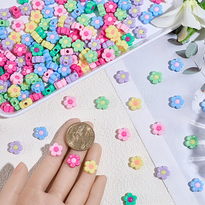 400Pcs Two Tone Opaque Acrylic Beads SACR-PA0001-19-1