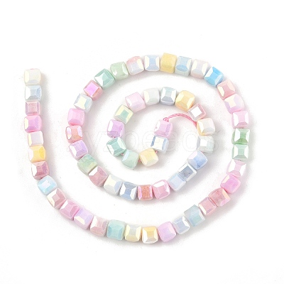 Electroplate Opaque Glass Beads Strands EGLA-U004-02C-1