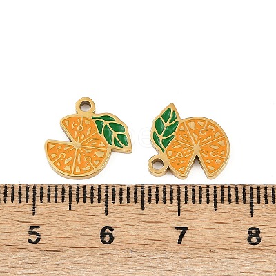 Fruit 304 Stainless Steel Enamel Charms STAS-C137-04C-G-1