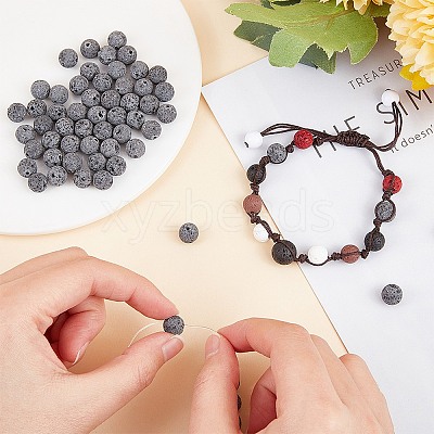 Unwaxed Natural Lava Rock Bead Strands G-F309-8mm-1