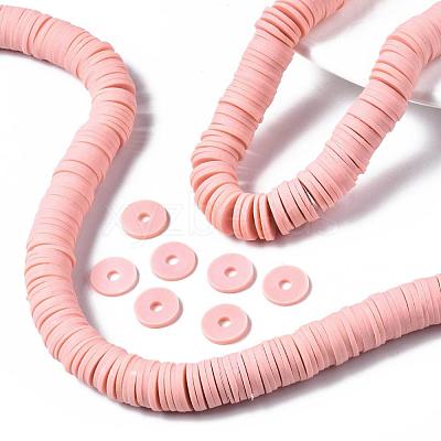 Flat Round Handmade Polymer Clay Beads CLAY-R067-12mm-18-1