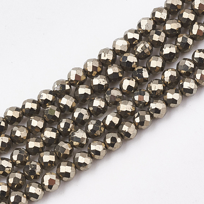 Natural Pyrite Beads Strands X-G-T107-10-1