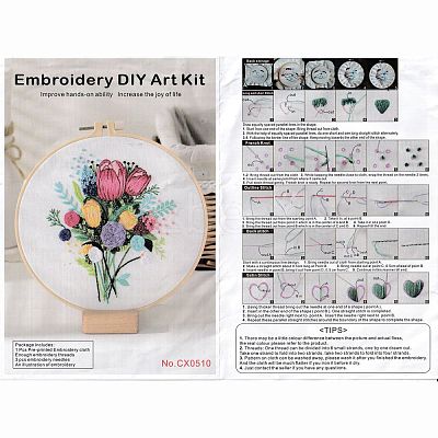 DIY Bouquet Pattern Embroidery Kit DIY-O021-16-1