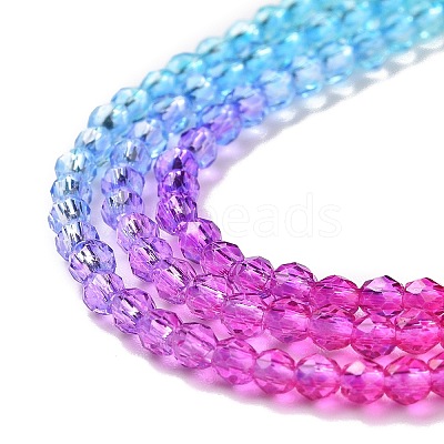 Transparent Gradient Color Glass Beads Strands GLAA-G101-2mm-04-1