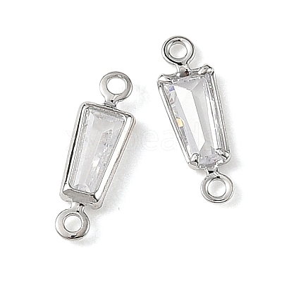 SHEGRACE Brass Pave Cubic Zirconia Trapezoid Connector Charms XGRQ2O526-444A-P-1