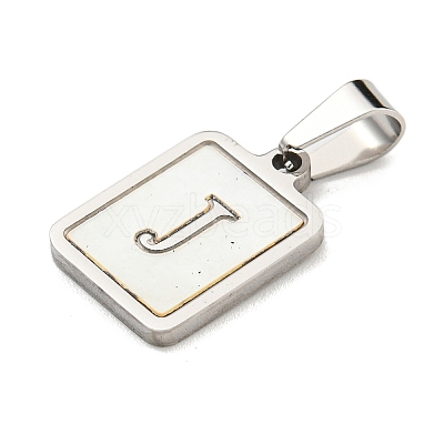 304 Stainless Steel Pave Natural White Shell Pendants STAS-S130-03P-J-1