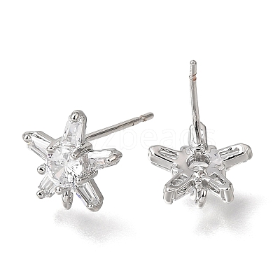 Brass Pave Cubic Zirconia Stud Earring Findings CU-CBAE189-04P-1