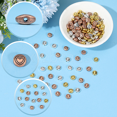 180Pcs 3 Colors Tibetan Style Alloy Beads FIND-PA0001-53-1