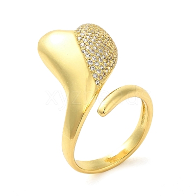 Brass Micro Pave Cubic Zirconia Cuff Rings RJEW-P102-06G-1