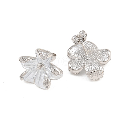 Brass Micro Pave Cubic Zirconia Stud Earring Findings CU-CBAA5EE-04P-04-1