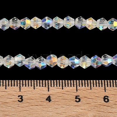 Electroplate Transparent Glass Beads Strands EGLA-K015-18Y-1
