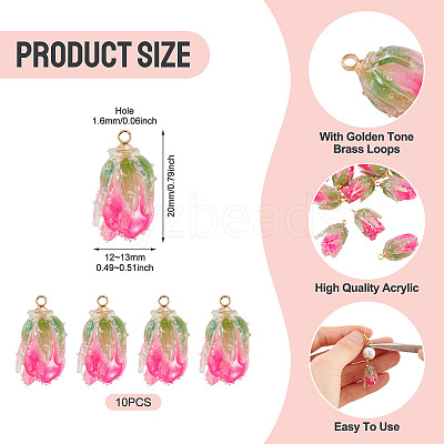 10Pcs Transparent Acrylic Pendants SACR-TA0001-66A-1