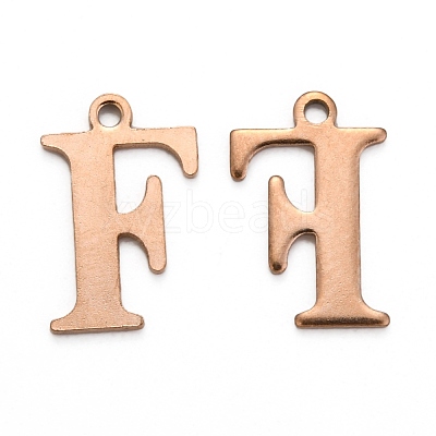 Ion Plating(IP) 304 Stainless Steel Alphabet Charms STAS-H122-F-RG-1