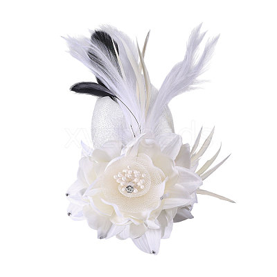 Flower Feather & Iron Lapel Pins for Clothes JEWB-WH0010-114A-1