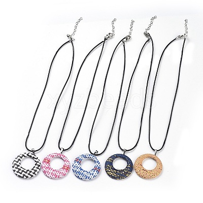 Raffia Woven Pendants Necklaces NJEW-JN02357-1