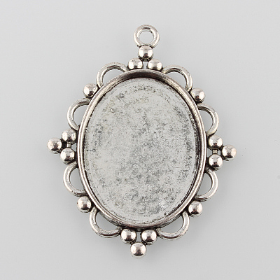 Tibetan Style Pendant Cabochon Settings X1-TIBEP-K020-28AS-1