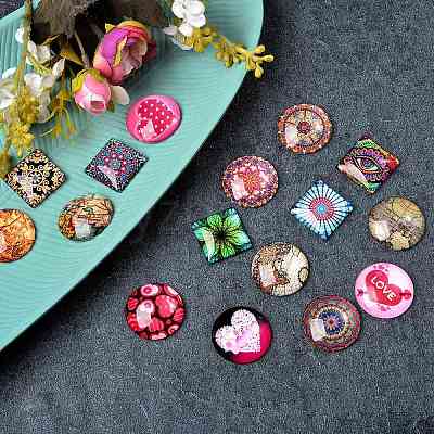 4Sets 4 Styles Glass Cabochons GGLA-SZ0001-22-1