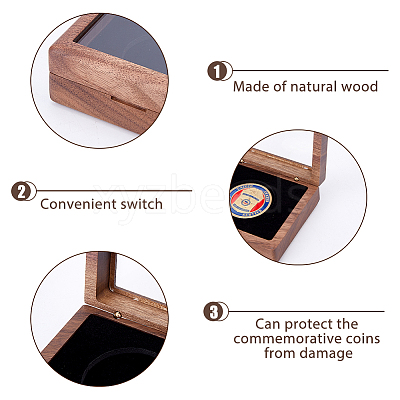 1Pc Rectangle Wood Visible Window Commemorative Coin Magnetic Boxes CON-DC0001-25-1