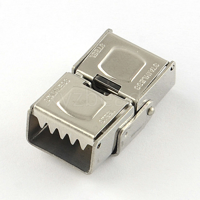 Tarnish Resistant Smooth Surface 201 Stainless Steel Watch Band Clasps STAS-R063-85-1