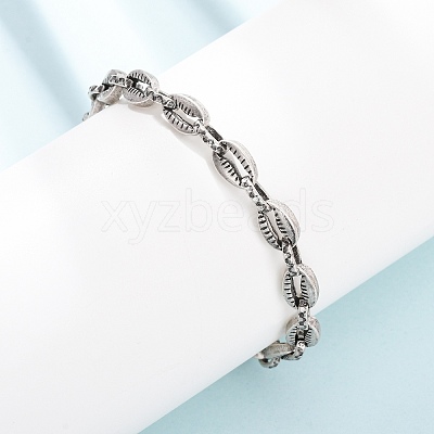 304 Stainless Steel Link Chain Bracelets for Women Men BJEW-C148-06AS-1