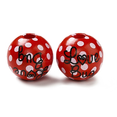 Printed Wood Round Beads WOOD-C012-01C-1