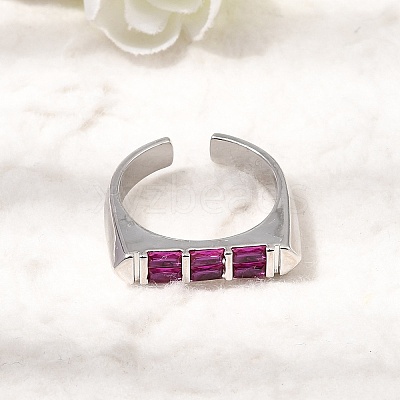 Brass Micro Pave Cubic Zirconia Cuff Open Rings for Women RJEW-L343-02P-05-1