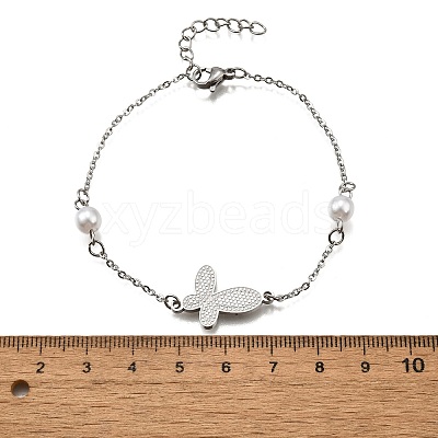 304 Stainless Steel Butterfly Link Bracelets BJEW-C098-01D-P-1