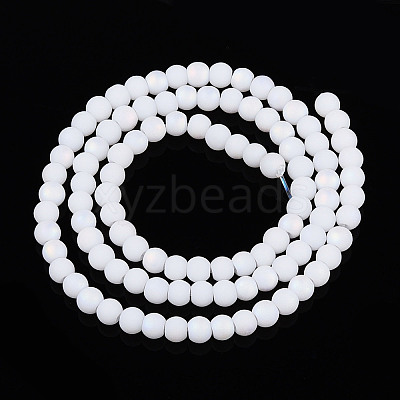 Frosted Opaque Glass Beads Strands GLAA-T032-P4mm-MBB02-1