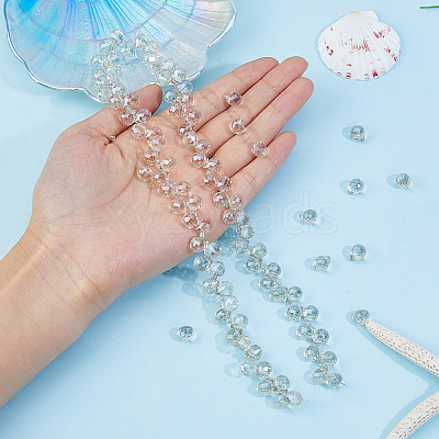 Electroplate Transparent Glass Beads Strands EGLA-FI0001-01A-1