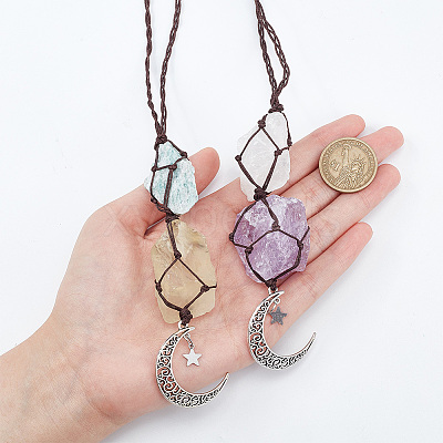 2Pcs 2 Style Cotton Braided Pendant Decorations HJEW-AR0001-11A-1