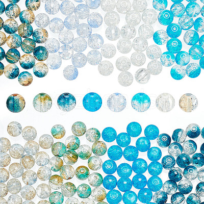 240Pcs 8 Style Crackle Transparent Glass Beads CCG-GO0001-01-1