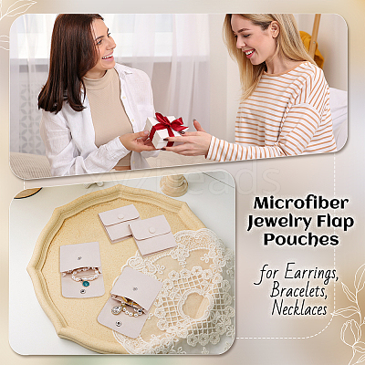 Microfiber Jewelry Flap Pouches ABAG-WH0032-121A-1