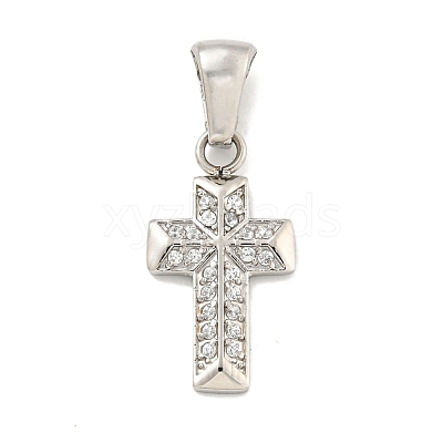 304 Stainless Steel Cubic Zirconia Pendants STAS-C102-04E-P-1