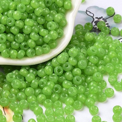 6/0 Imitation Jade Glass Seed Beads SEED-T006-04A-11-1