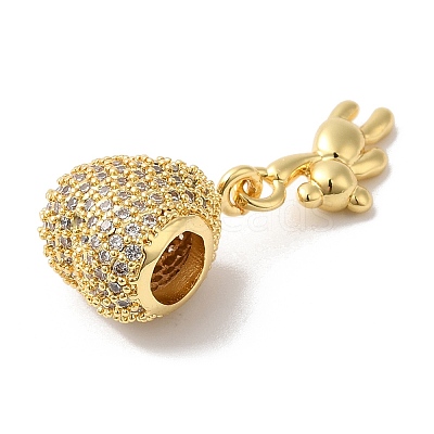 Rack Plating Brass Micro Pave Cubic Zirconia European Dangle Charms KK-R144-08G-1
