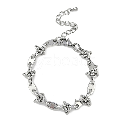 304 Stainless Steel Oval & Knot Link Bracelets for Men Women BJEW-G725-01P-1
