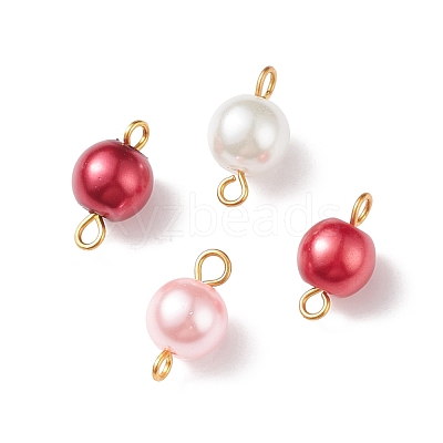 Glass Imitation Pearl Connector Charms PALLOY-JF01881-05-1