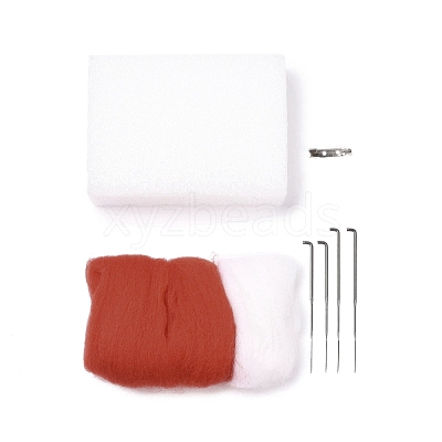 Christmas Theme Stocking Brooch Needle Felting Kit DIY-K055-08-1