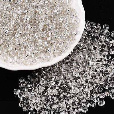 6/0 Baking Paint Transparent Fringe Glass Seed Beads SEED-N006-06A-1