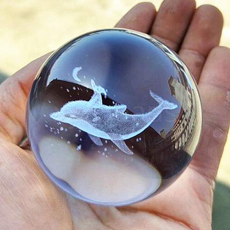 Inner Carving Glass Crystal Ball Diaplay Decoration PW-WGF6175-32-1