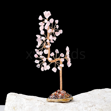 Natural Rose Quartz Chips Tree of Life Decorations PW-WG8B088-03-1