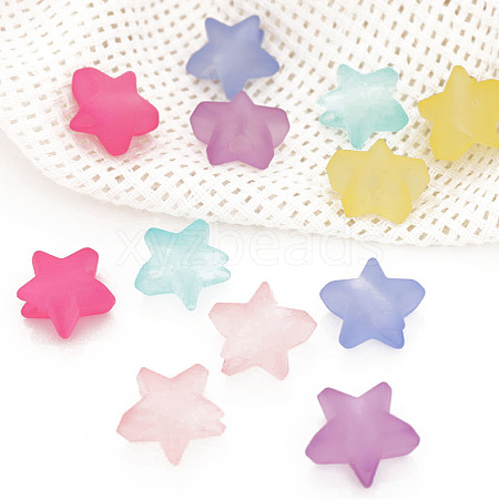 Rubberized Style Transparent Acrylic Beads OACR-K008-03-1