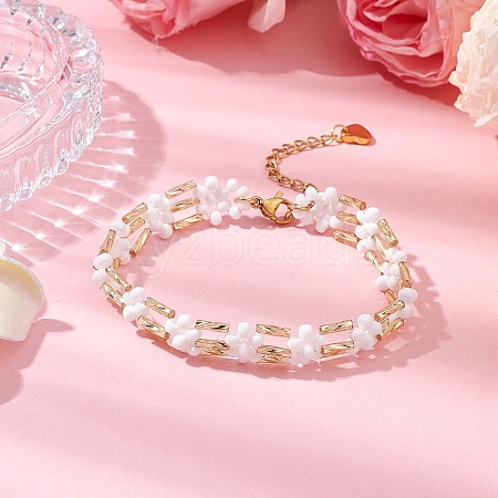 Glass Seed Beaded Bracelets for Women BJEW-MZ00144-01-1