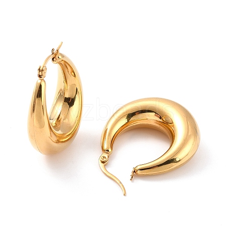 Vacuum Plating 304 Stainless Steel Chunky Hoop Earrings for Women EJEW-F280-06E-G-1