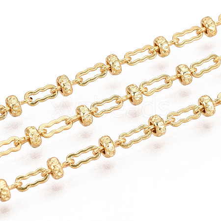Brass Flat Round with Rectangle Link Chains CHC-T018-53G-1